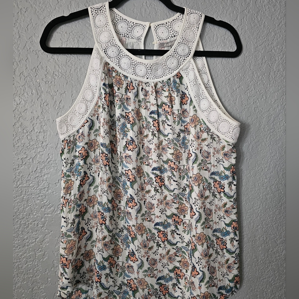 Daniel Rainn Women Blouse S White/Blue Sleeveless Polyester Halter
